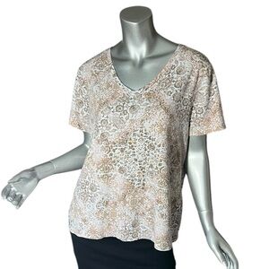 Studio Works Women’s XL The Studio Tee V Neck Cotton T Shirt Romantic Floral